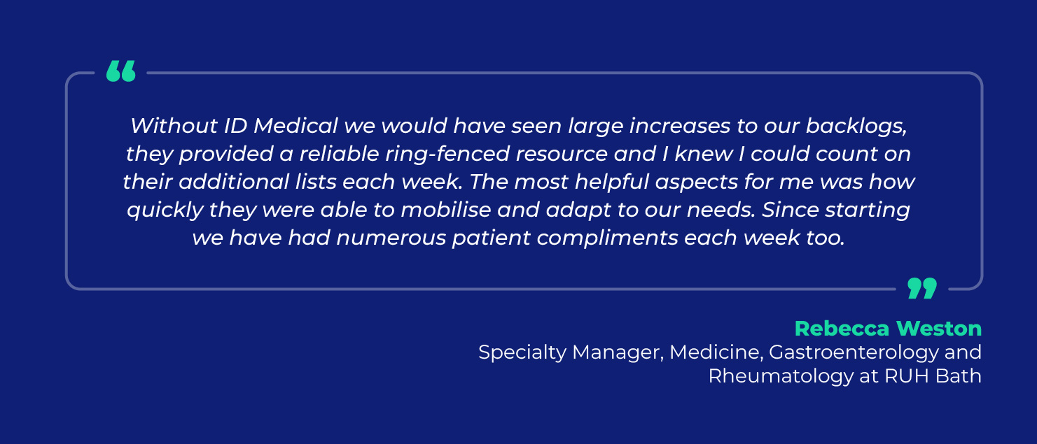 Rebecca Weston, Specialty Manager, Medicine, Gastroenterology and Rheumatology at RUH Bath